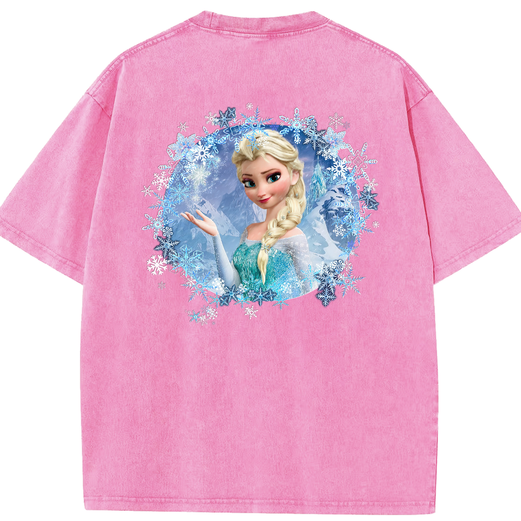 （画像用） アナと雪の女王 アンナ エルサ Frozen Anna Elsa 綿100% ヴィンテージ風 半袖Tシャツ（背面プリント）